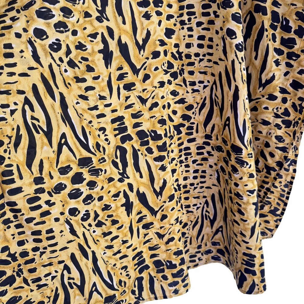 Vintage Erica Brooke Kaftan Dress Women's Animal Print Brown Chita Midi Size L - Picture 5 of 7